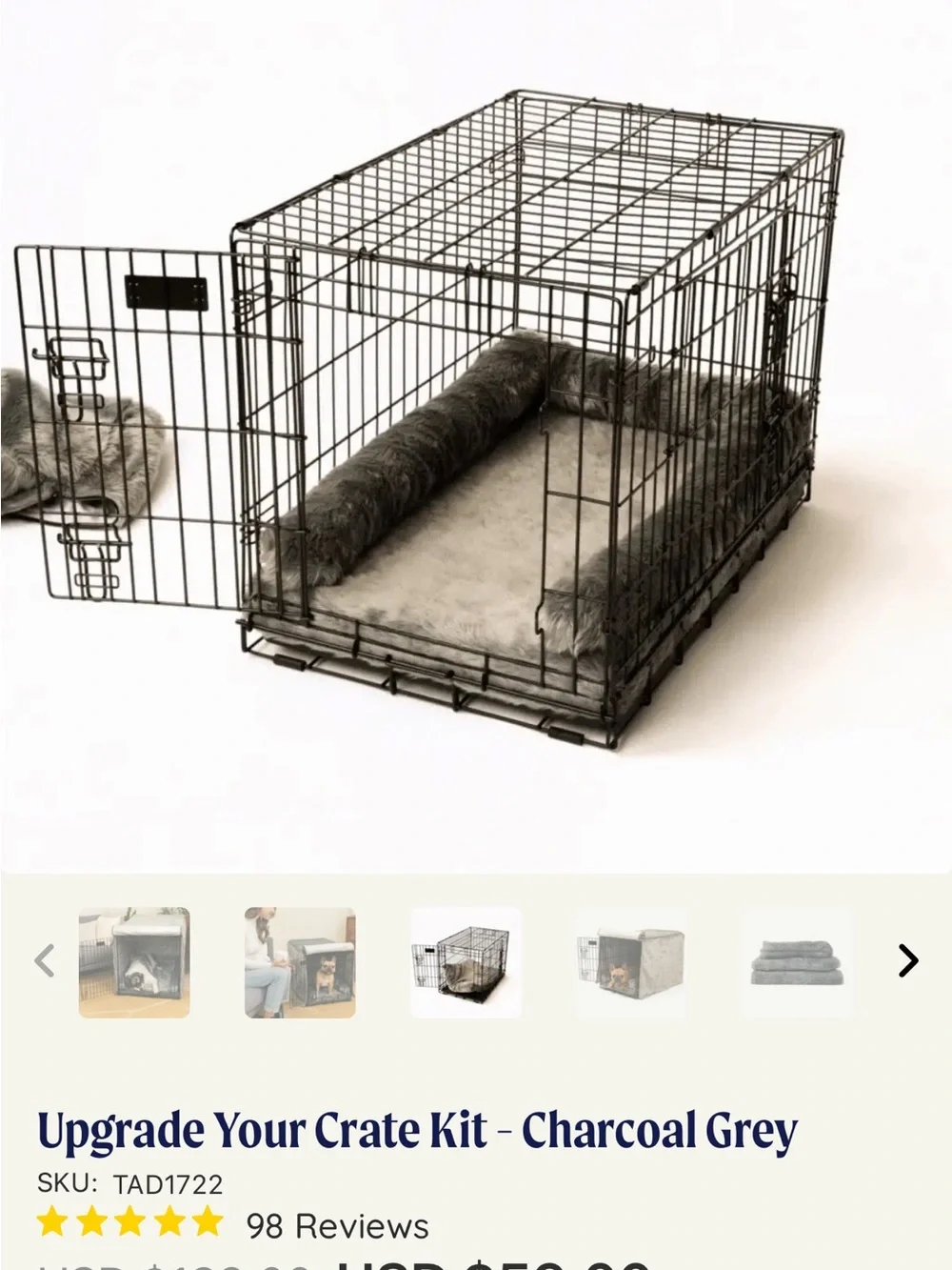 Paw.com Dog large crate kit - pad, bumper, blackout cover (crate not included)